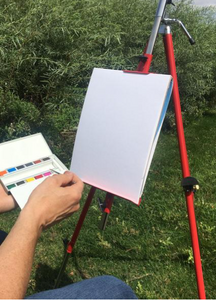 Artist Portable travel folding adjustable easel for watercolors, oils acrylics with case- Red or Black